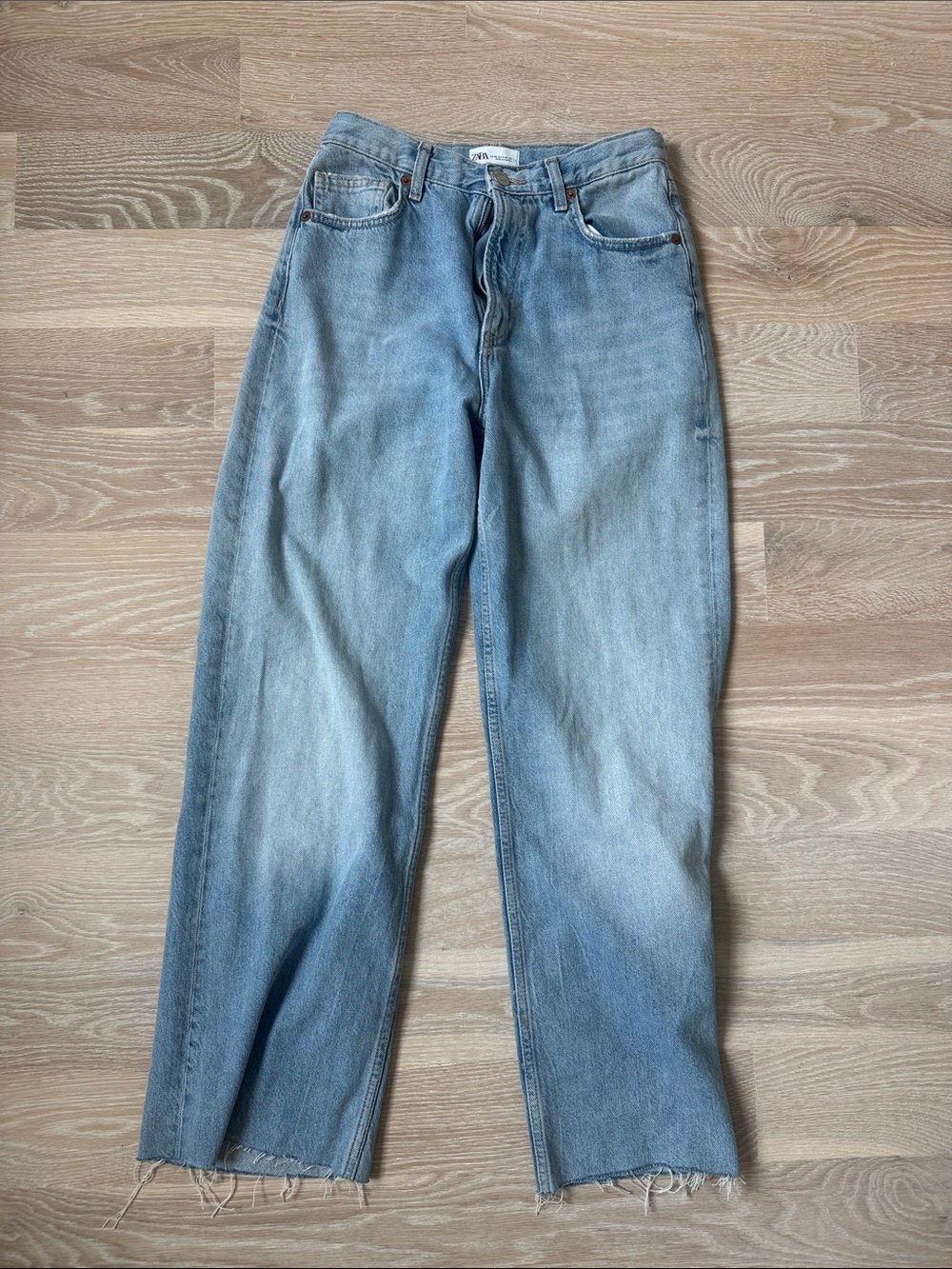 Zara Light Blue Women's Straight Leg Jeans